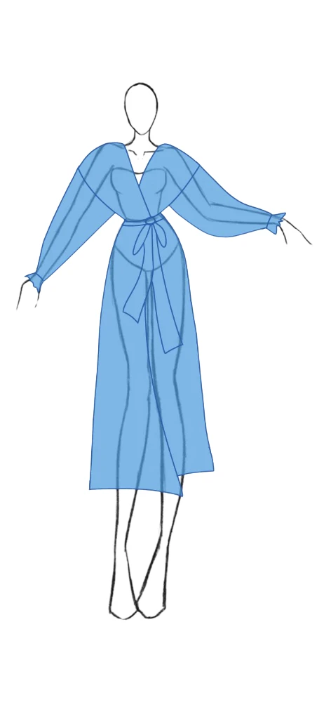 Халат на запах с поясом 140 см спанбонд 25 г/м2 10 шт в упаковке